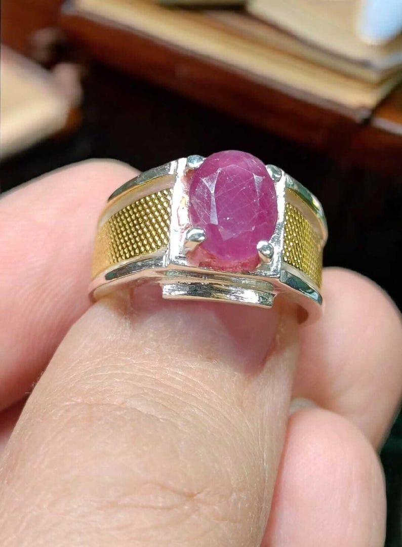 Ruby ring, Red Mens ruby ring, Silver ring, Ruby Gemstone ring, Engagement ring, Natural ruby ring, Anniversary gift for him, Mens rings