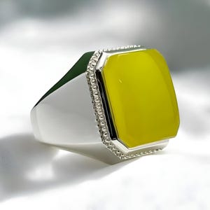 Yellow Yameni Aqeeq, Gemstone Ring, Agate Silver Ring, Mens Agate Ring, Handmade Silver Ring, 925 Sterling Silver, Shia Rings, Islamic Ring