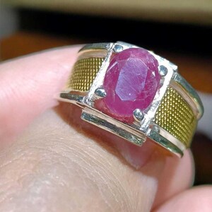 Ruby ring, Red Mens ruby ring, Silver ring, Ruby Gemstone ring, Engagement ring, Natural ruby ring, Anniversary gift for him, Mens rings