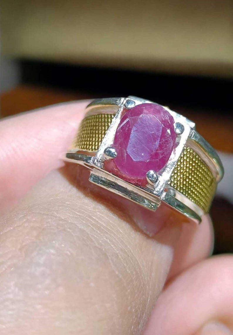 Ruby ring, Red Mens ruby ring, Silver ring, Ruby Gemstone ring, Engagement ring, Natural ruby ring, Anniversary gift for him, Mens rings