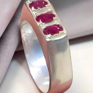 Ruby ring, Red Mens ruby ring, Silver ring, Ruby Gemstone ring, Engagement ring, Natural ruby ring, Anniversary gift for him, Mens rings