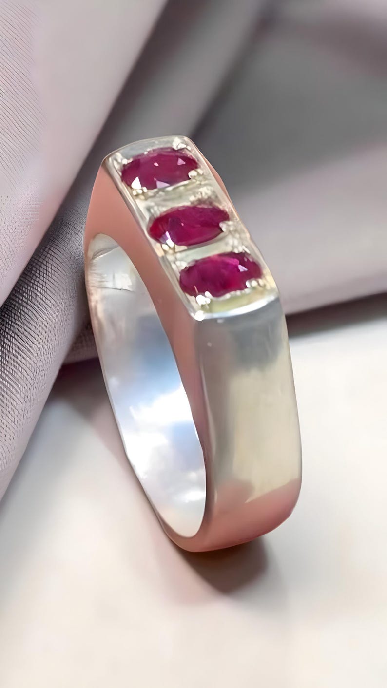 Ruby ring, Red Mens ruby ring, Silver ring, Ruby Gemstone ring, Engagement ring, Natural ruby ring, Anniversary gift for him, Mens rings