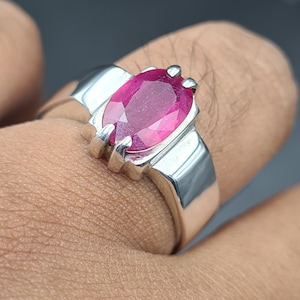 Ruby ring, Red Mens ruby ring, Silver ring, Ruby Gemstone ring, Engagement ring, Natural ruby ring, Anniversary gift for him, Mens rings