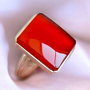 Natural Red Yemeni Aqeeq Silver Ring, Silver Handmade Jewelry, 925 Sterling Silver For Men, Yemeni Aqeeq, Natural Agate Ring, Gift For Him
