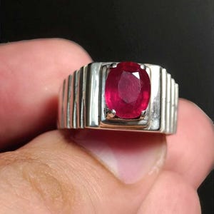 Ruby ring, Red Mens ruby ring, Silver ring, Ruby Gemstone ring, Engagement ring, Natural ruby ring, Anniversary gift for him, Mens rings