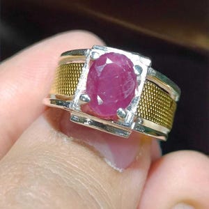 Ruby ring, Red Mens ruby ring, Silver ring, Ruby Gemstone ring, Engagement ring, Natural ruby ring, Anniversary gift for him, Mens rings