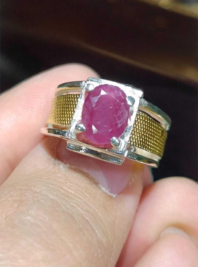 Ruby ring, Red Mens ruby ring, Silver ring, Ruby Gemstone ring, Engagement ring, Natural ruby ring, Anniversary gift for him, Mens rings