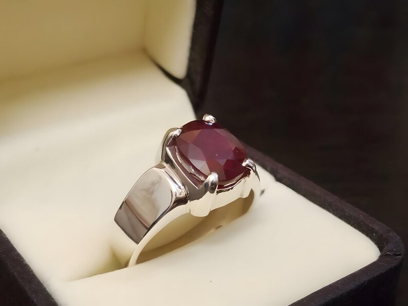 Ruby ring, Red Mens ruby ring, Silver ring, Ruby Gemstone ring, Engagement ring, Natural ruby ring, Anniversary gift for him, Mens rings