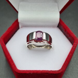 Ruby ring, Red Mens ruby ring, Silver ring, Ruby Gemstone ring, Engagement ring, Natural ruby ring, Anniversary gift for him, Mens rings