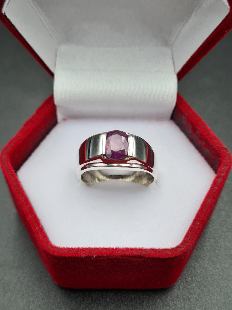 Ruby ring, Red Mens ruby ring, Silver ring, Ruby Gemstone ring, Engagement ring, Natural ruby ring, Anniversary gift for him, Mens rings