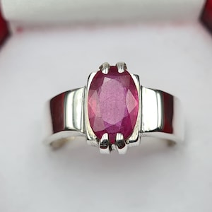 Ruby ring, Red Mens ruby ring, Silver ring, Ruby Gemstone ring, Engagement ring, Natural ruby ring, Anniversary gift for him, Mens rings