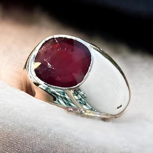 Ruby ring, Red Mens ruby ring, Silver ring, Ruby Gemstone ring, Engagement ring, Natural ruby ring, Anniversary gift for him, Mens rings