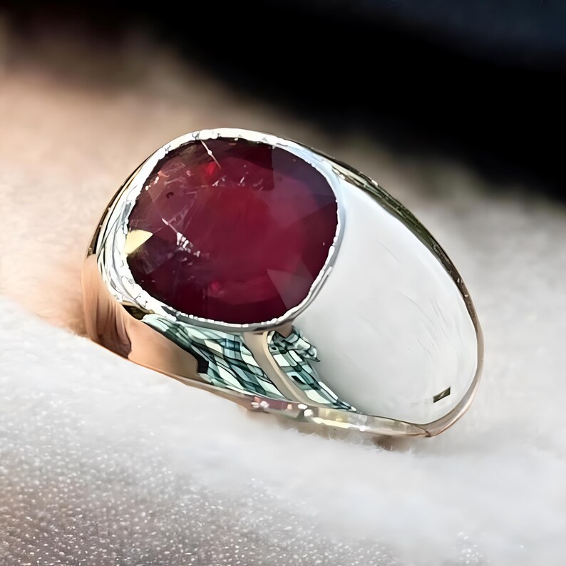 Ruby ring, Red Mens ruby ring, Silver ring, Ruby Gemstone ring, Engagement ring, Natural ruby ring, Anniversary gift for him, Mens rings