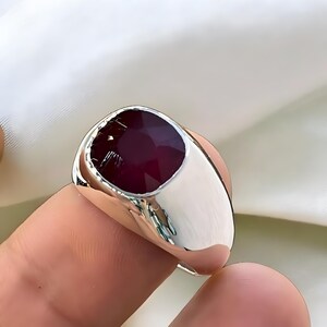 Ruby ring, Red Mens ruby ring, Silver ring, Ruby Gemstone ring, Engagement ring, Natural ruby ring, Anniversary gift for him, Mens rings