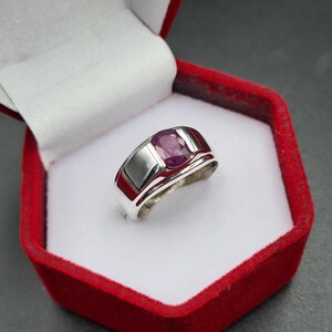 Ruby ring, Red Mens ruby ring, Silver ring, Ruby Gemstone ring, Engagement ring, Natural ruby ring, Anniversary gift for him, Mens rings