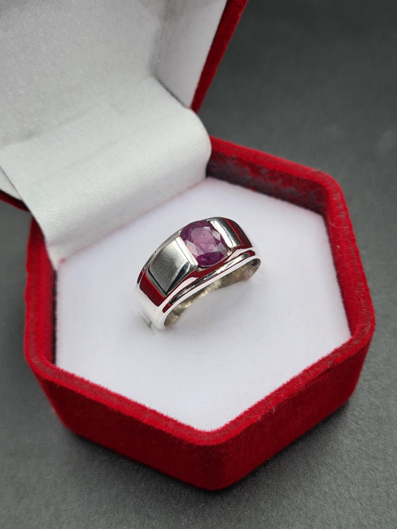 Ruby ring, Red Mens ruby ring, Silver ring, Ruby Gemstone ring, Engagement ring, Natural ruby ring, Anniversary gift for him, Mens rings
