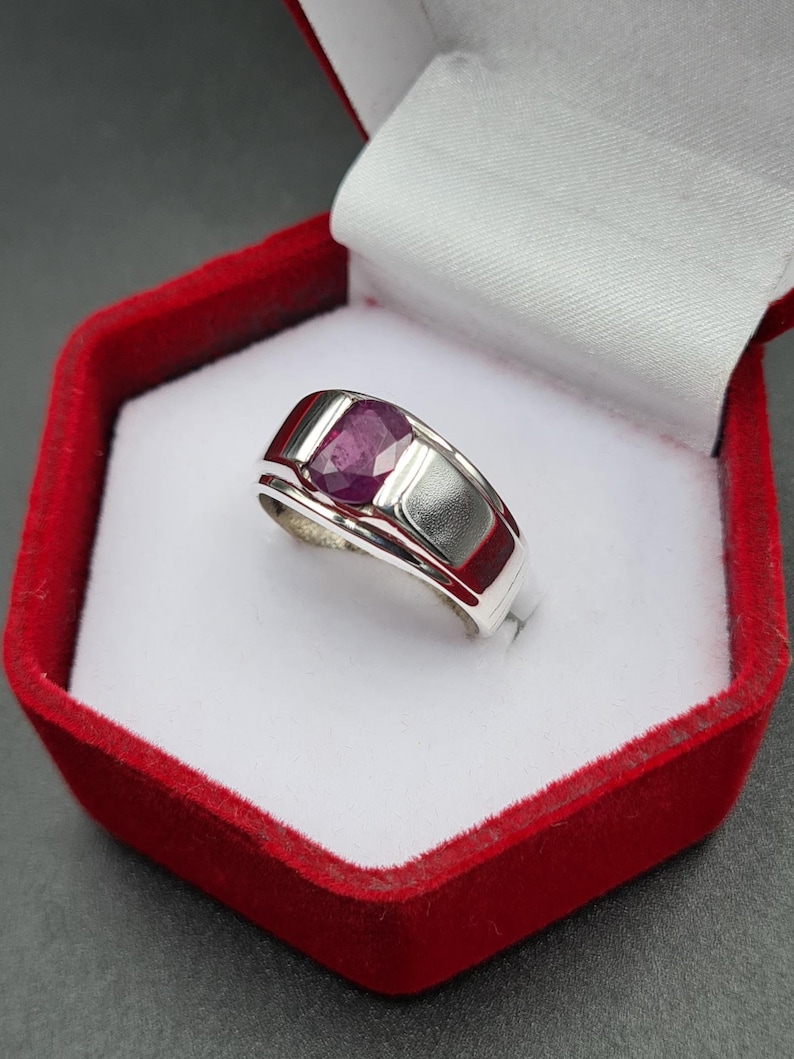 Ruby ring, Red Mens ruby ring, Silver ring, Ruby Gemstone ring, Engagement ring, Natural ruby ring, Anniversary gift for him, Mens rings