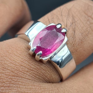 Ruby ring, Red Mens ruby ring, Silver ring, Ruby Gemstone ring, Engagement ring, Natural ruby ring, Anniversary gift for him, Mens rings