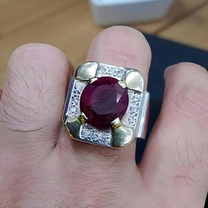Ruby ring, Red Mens ruby ring, Silver ring, Ruby Gemstone ring, Engagement ring, Natural ruby ring, Anniversary gift for him, Mens rings