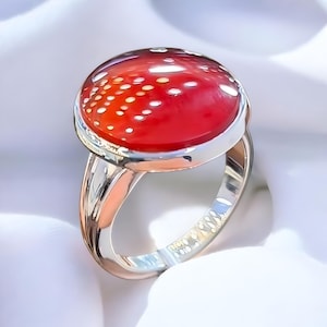 Men Handmade Ring, Red Agate 925 Silver Ring, Aqeeq Gemstone Ring , Genuine Red Agate Men Vintage Ring, Father Day Gift, 925k Silver, Aqeeq
