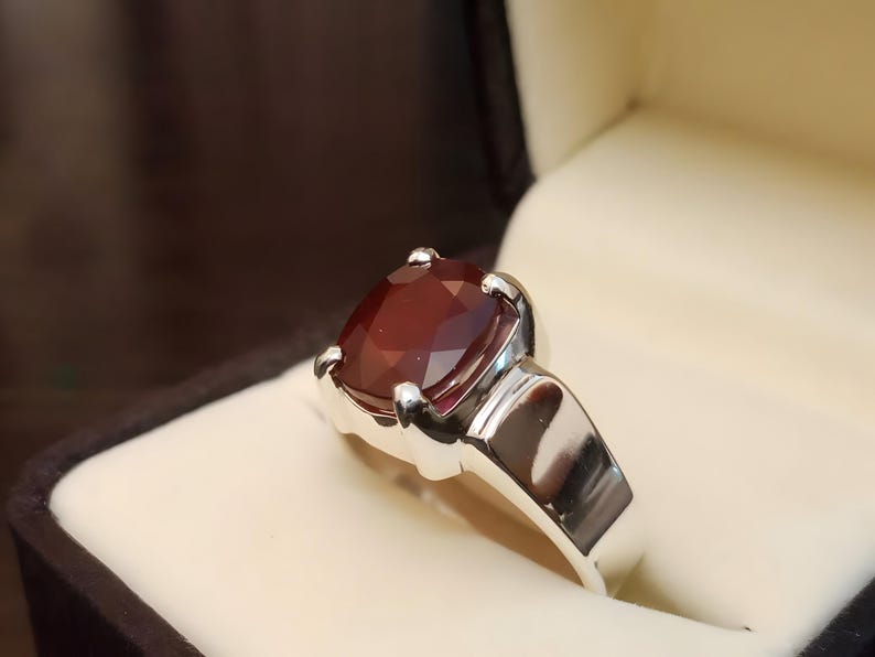 Ruby ring, Red Mens ruby ring, Silver ring, Ruby Gemstone ring, Engagement ring, Natural ruby ring, Anniversary gift for him, Mens rings