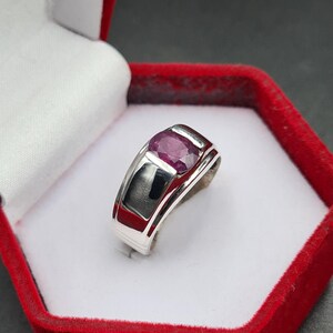 Ruby ring, Red Mens ruby ring, Silver ring, Ruby Gemstone ring, Engagement ring, Natural ruby ring, Anniversary gift for him, Mens rings