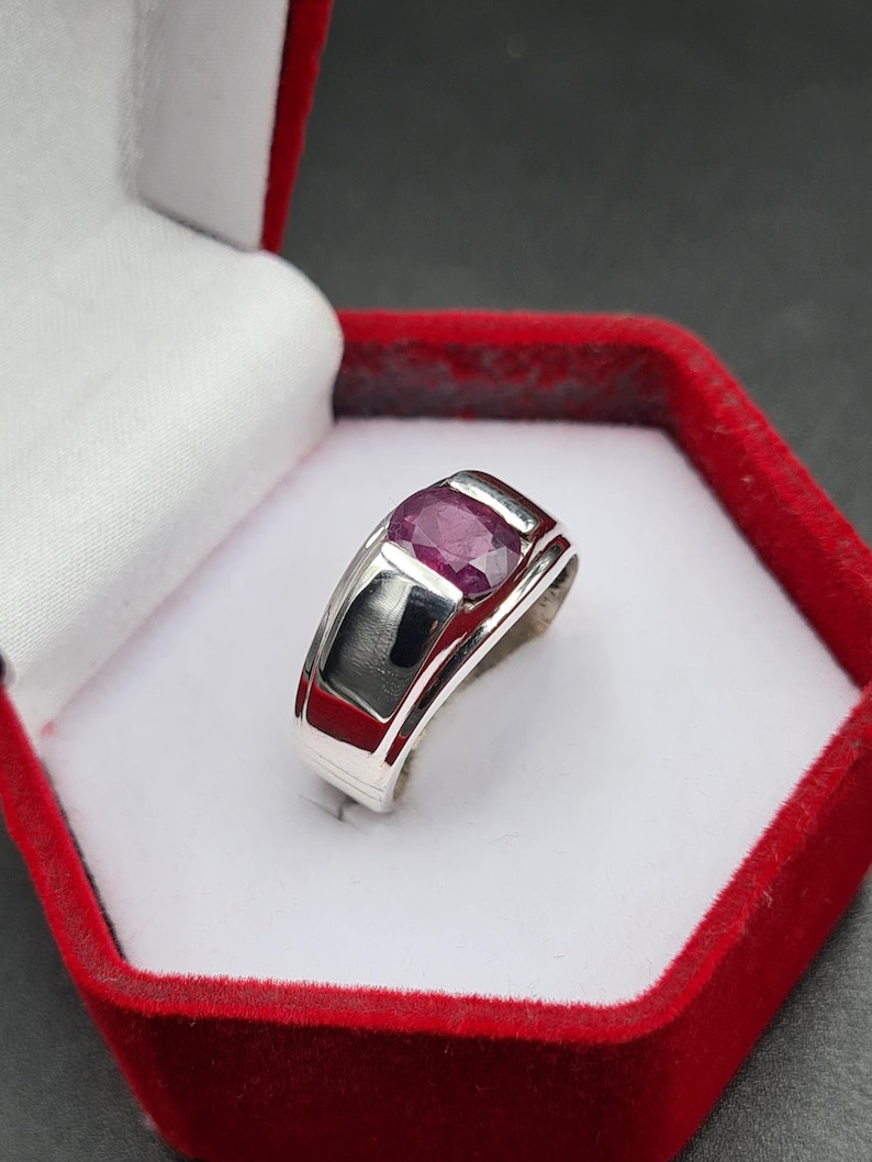 Ruby ring, Red Mens ruby ring, Silver ring, Ruby Gemstone ring, Engagement ring, Natural ruby ring, Anniversary gift for him, Mens rings