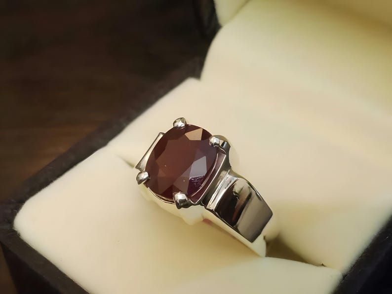 Ruby ring, Red Mens ruby ring, Silver ring, Ruby Gemstone ring, Engagement ring, Natural ruby ring, Anniversary gift for him, Mens rings