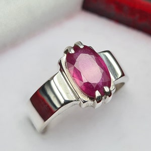 Ruby ring, Red Mens ruby ring, Silver ring, Ruby Gemstone ring, Engagement ring, Natural ruby ring, Anniversary gift for him, Mens rings