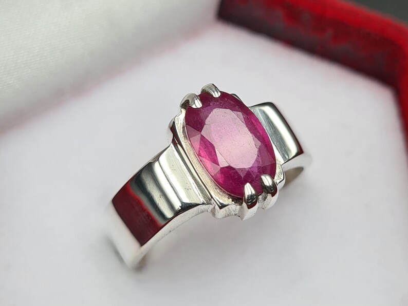 Ruby ring, Red Mens ruby ring, Silver ring, Ruby Gemstone ring, Engagement ring, Natural ruby ring, Anniversary gift for him, Mens rings