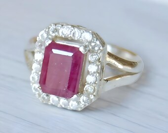 Ruby ring, Womens ruby ring, Silver ring, Ruby Gemstone ring, Engagement ring, Natural ruby ring, Anniversary gift for her, handmade ring