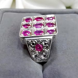 Ruby ring, Red Mens ruby ring, Silver ring, Ruby Gemstone ring, Engagement ring, Natural ruby ring, Anniversary gift for him, Mens rings