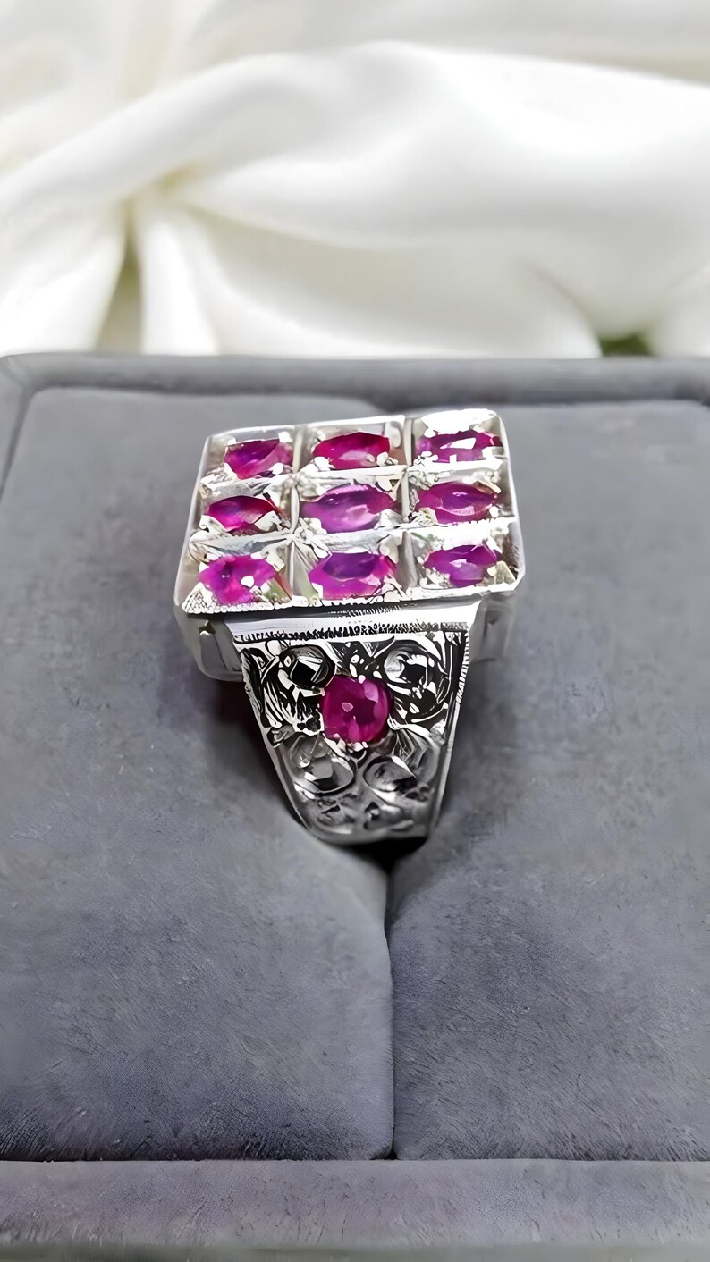 Ruby ring, Red Mens ruby ring, Silver ring, Ruby Gemstone ring, Engagement ring, Natural ruby ring, Anniversary gift for him, Mens rings