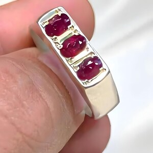 Ruby ring, Red Mens ruby ring, Silver ring, Ruby Gemstone ring, Engagement ring, Natural ruby ring, Anniversary gift for him, Mens rings