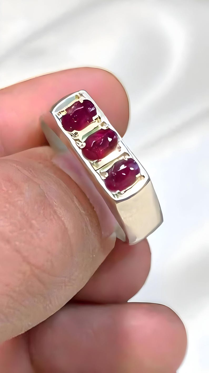 Ruby ring, Red Mens ruby ring, Silver ring, Ruby Gemstone ring, Engagement ring, Natural ruby ring, Anniversary gift for him, Mens rings