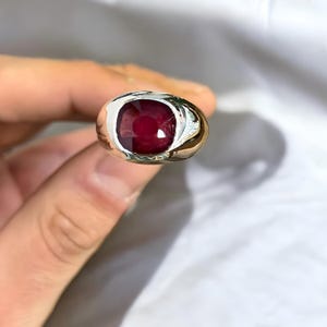 Ruby ring, Red Mens ruby ring, Silver ring, Ruby Gemstone ring, Engagement ring, Natural ruby ring, Anniversary gift for him, Mens rings