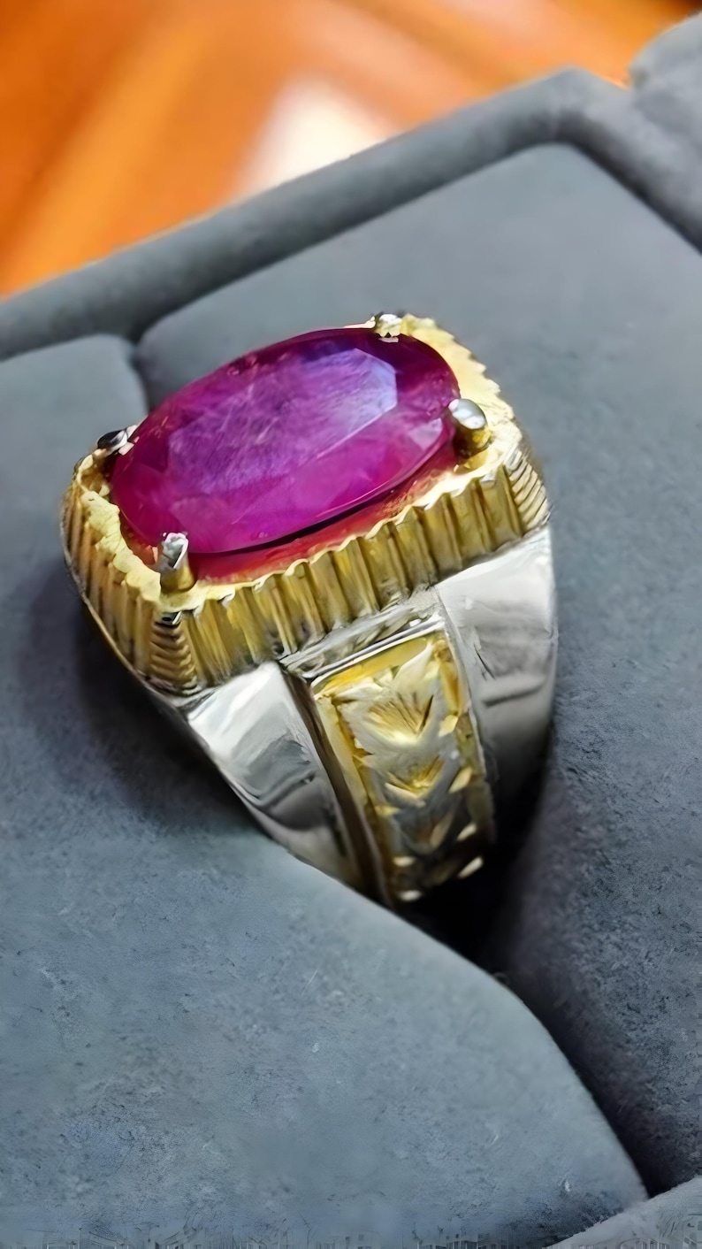 Ruby ring, Red Mens ruby ring, Silver ring, Ruby Gemstone ring, Engagement ring, Natural ruby ring, Anniversary gift for him, Mens rings