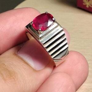 Ruby ring, Red Mens ruby ring, Silver ring, Ruby Gemstone ring, Engagement ring, Natural ruby ring, Anniversary gift for him, Mens rings