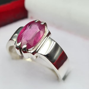 Ruby ring, Red Mens ruby ring, Silver ring, Ruby Gemstone ring, Engagement ring, Natural ruby ring, Anniversary gift for him, Mens rings