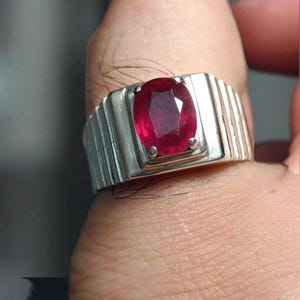Ruby ring, Red Mens ruby ring, Silver ring, Ruby Gemstone ring, Engagement ring, Natural ruby ring, Anniversary gift for him, Mens rings
