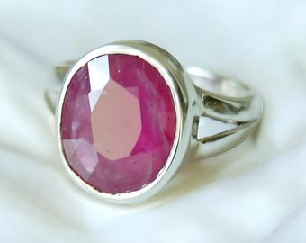 Ruby ring, Womens ruby ring, Silver ring, Ruby Gemstone ring, Engagement ring, Natural ruby ring, Anniversary gift for her, handmade ring