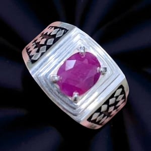 Ruby ring, Red Mens ruby ring, Silver ring, Ruby Gemstone ring, Engagement ring, Natural ruby ring, Anniversary gift for him, Mens rings