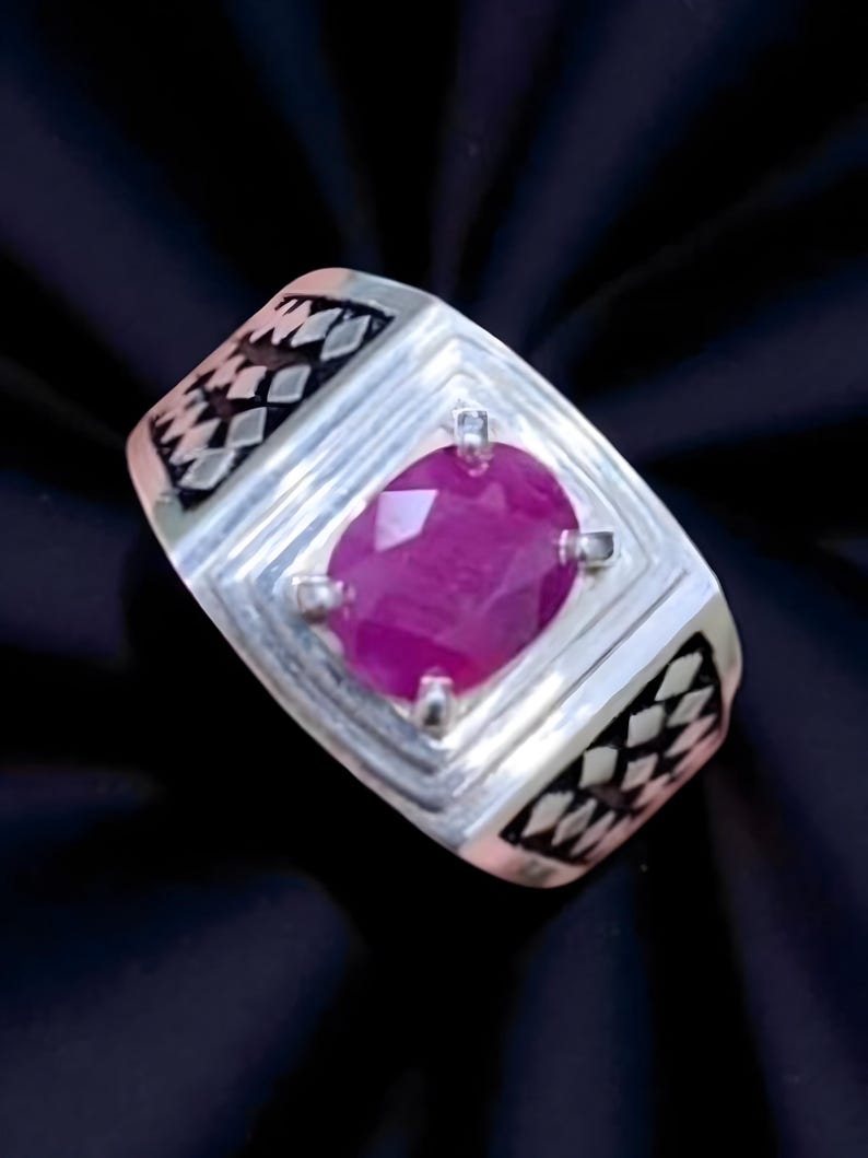 Ruby ring, Red Mens ruby ring, Silver ring, Ruby Gemstone ring, Engagement ring, Natural ruby ring, Anniversary gift for him, Mens rings