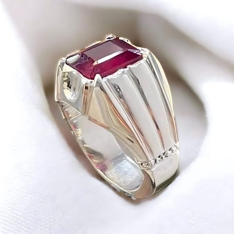 Ruby ring, Red Mens ruby ring, Silver ring, Ruby Gemstone ring, Engagement ring, Natural ruby ring, Anniversary gift for him, Mens rings