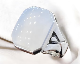 Weißer Achat Ring, Sterling Silber Ring, Herren Ringe, handgemachter Ring jemenitischer Aqeeq Ring, Edelstein Ring, handgemachte Ringe