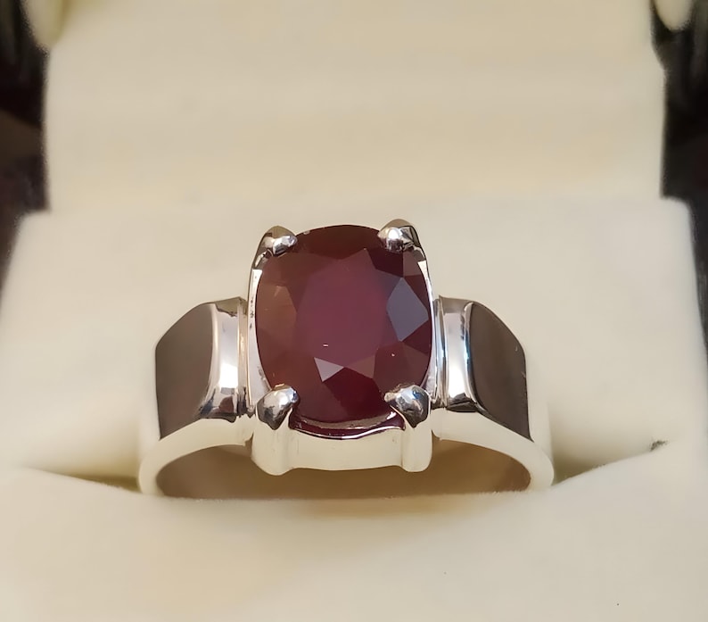 Ruby ring, Red Mens ruby ring, Silver ring, Ruby Gemstone ring, Engagement ring, Natural ruby ring, Anniversary gift for him, Mens rings