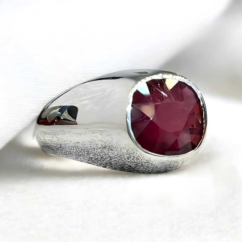 Ruby ring, Red Mens ruby ring, Silver ring, Ruby Gemstone ring, Engagement ring, Natural ruby ring, Anniversary gift for him, Mens rings