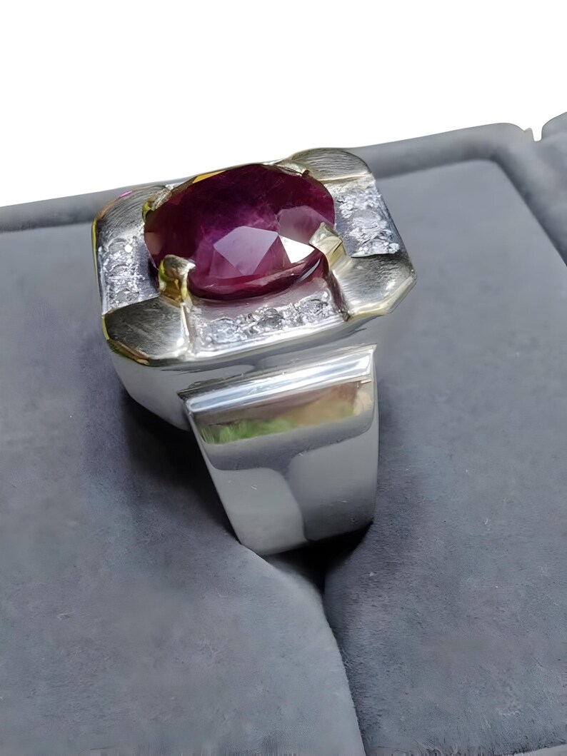 Ruby ring, Red Mens ruby ring, Silver ring, Ruby Gemstone ring, Engagement ring, Natural ruby ring, Anniversary gift for him, Mens rings