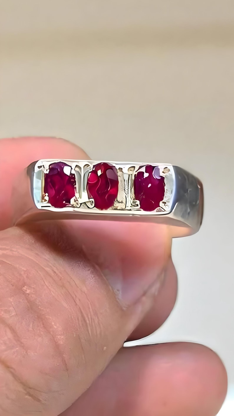 Ruby ring, Red Mens ruby ring, Silver ring, Ruby Gemstone ring, Engagement ring, Natural ruby ring, Anniversary gift for him, Mens rings