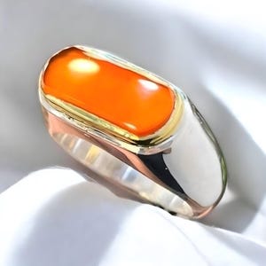 Yameni Aqeeq Gemstone Ring, Agate Silver Ring for Men, Handmade Mens Silver Ring, 925 Sterling Silver, Shia Rings, Islamic Ring, Zard Akik